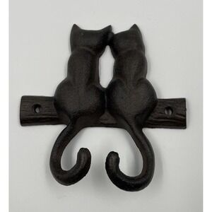 Cast Iron Cats Mounted Wall Hook Coat/Key/Towel Hanger Cat Lady Whimsical Decor